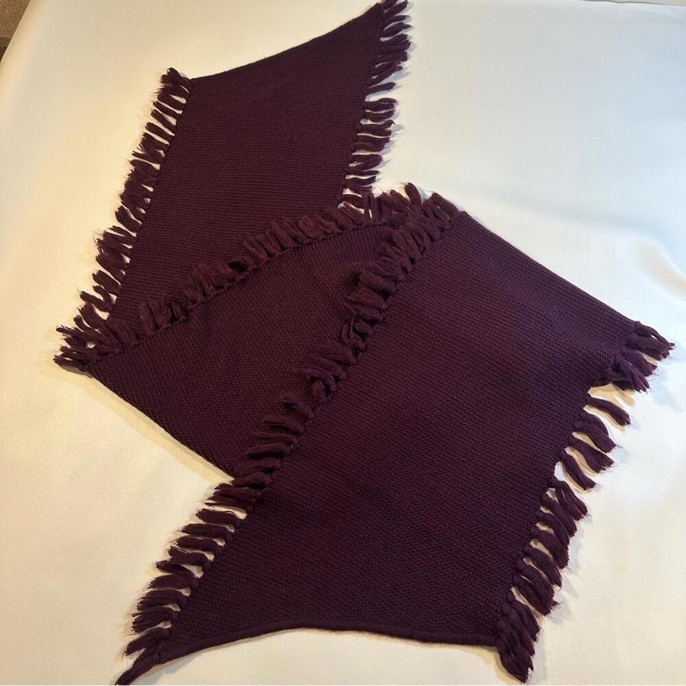 Rebecca Minkoff Deep Plum Extra Long Angled Hem Scarf‎ With Fringe